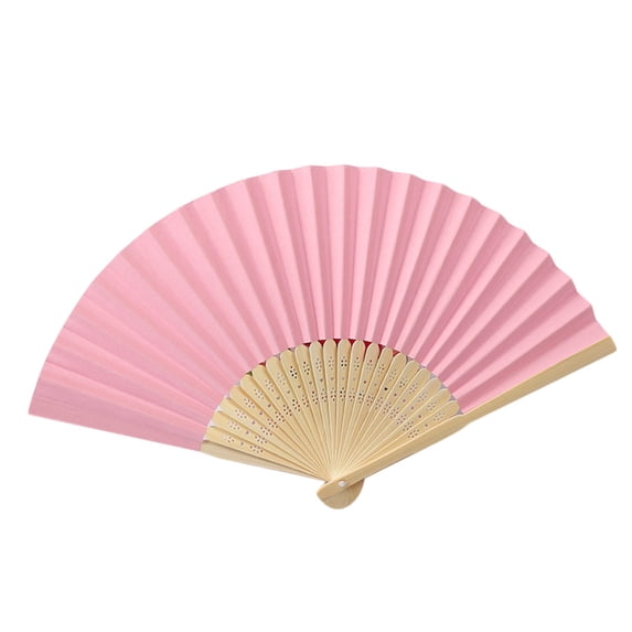 Folding Hand Held Decorative Fan 7-Inch Paper and Paper Patterned Portable Hand Fan for Weddings Parties Dance Performances Home Decoration Craft Display Accessory Pink