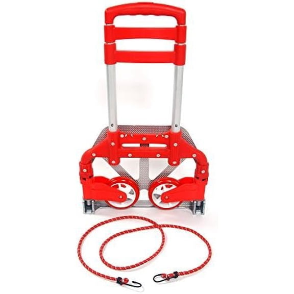 Folding Hand Portable Folding Hand Cart 80KG Capacity, Hand Trolley Ideal for , Auto, Office, Travel Use (Red)
