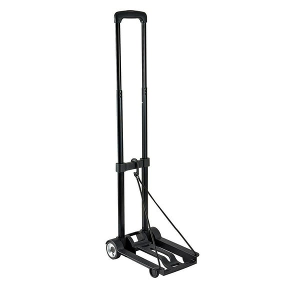 Folding Hand Truck, 110 lbs Load Capacity, Collapsible Luggage Cart with 2 Wheels & 1 Elastic Rope, Utility Dolly Platform Cart for Airport Travel Furniture Luggage Office Moving, Black