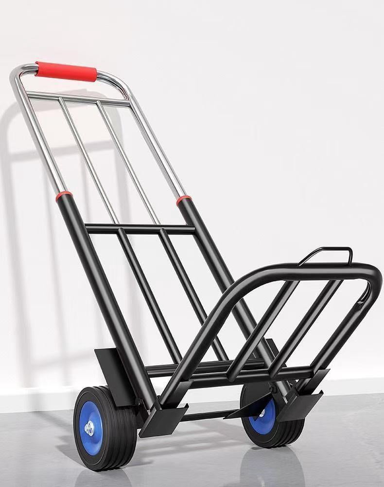 Hand Cart Ropes Folding Hand Truck with 3 Tie-Down Ropes, Medium PU Wheels 20mm Tube ...