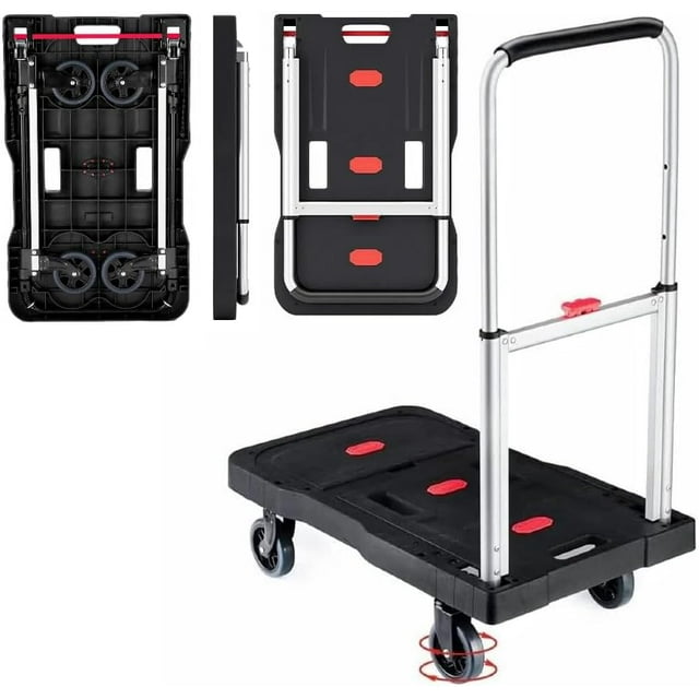 Folding Hand Truck, 330 Lbs Heavy Duty Luggage Cart, Portable Utility