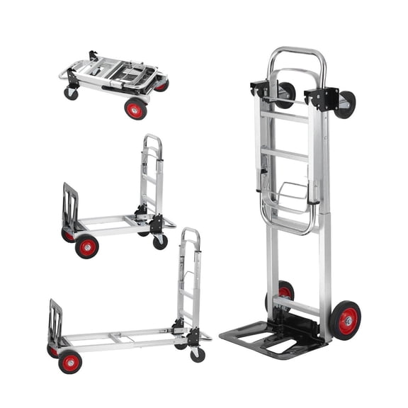 Folding Hand Truck - 400lbs Heavy Duty Dolly Cart, 2-in-1 Collapsible Utility Cart with Rubber Wheels for Warehouse, Garden, Moving