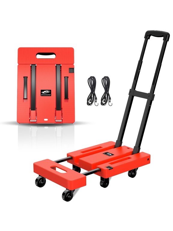Folding Hand Truck, 500 LB Heavy Duty Luggage Cart, red