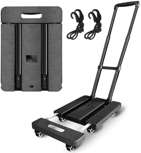 Hand Cart Ropes Folding Hand Truck 600lbs,Portable Heavy Duty Luggage Cart,6 Wheels ...