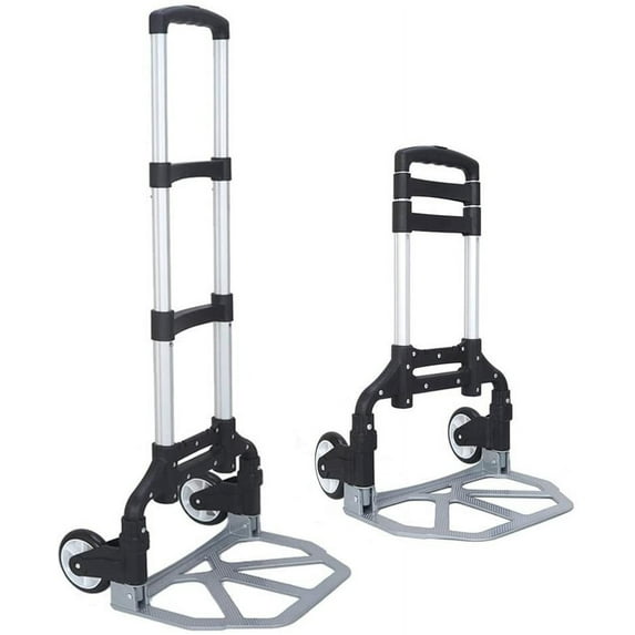 Folding Hand Truck Aluminum Portable Folding Hand Cart 165lbs Capacity Hand Cart and Dolly Ideal for Home, Auto, Office,Travel Use,Black