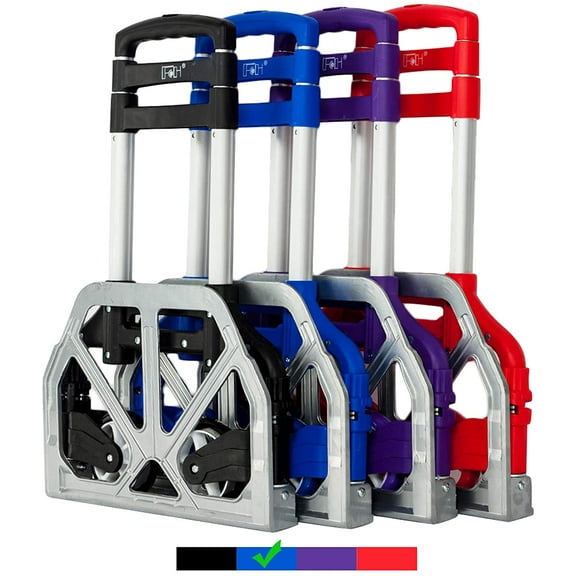 Folding Hand Truck Aluminum Portable Folding Hand Cart 165lbs Capacity Hand Cart and Dolly Ideal for Home, Auto, Office,Travel Use,Blue