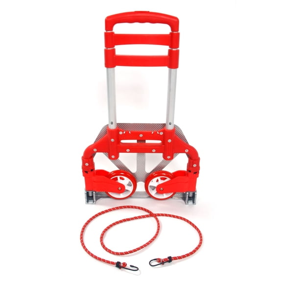Folding Hand Truck Dolly, 165 Lbs Capacity Dolly Cart, Aluminum Portable Foldable Hand Cart with Retractable Handle for Shoping, Office, Travel, Moving,  Red