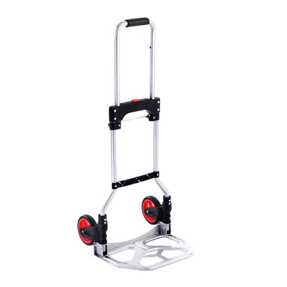 Folding Hand Truck and Dolly, 176 lbs Capacity, Aluminum Foldable Cart, Heavy-Duty Luggage Trolley Cart with Telescoping Handle and PP+TPR Wheels for Home, Office, Shopping, Travel