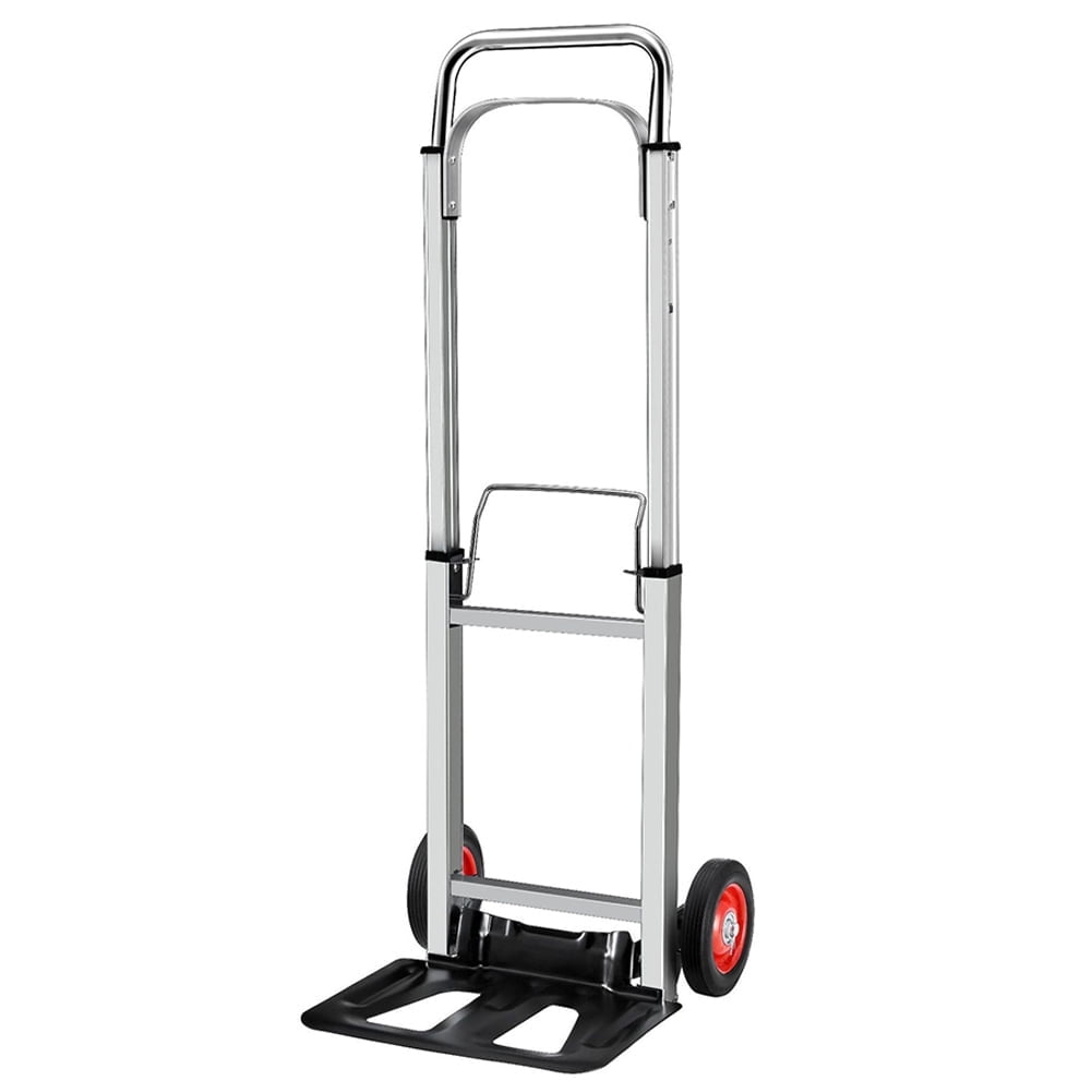 Folding Hand Truck Dolly Cart, Capacity Portable Aluminum Dolly Cart with Telescoping Handle and 15Cm Rubber Wheels for Moving,Shopping,Travel,Office Use