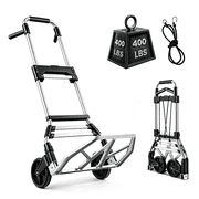 Takira Folding Hand Truck Dolly ,400LBS with 3 Stage Telescoping Handle and 7 Inch Rubber Wheels for Moving,Travel,Office Use.
