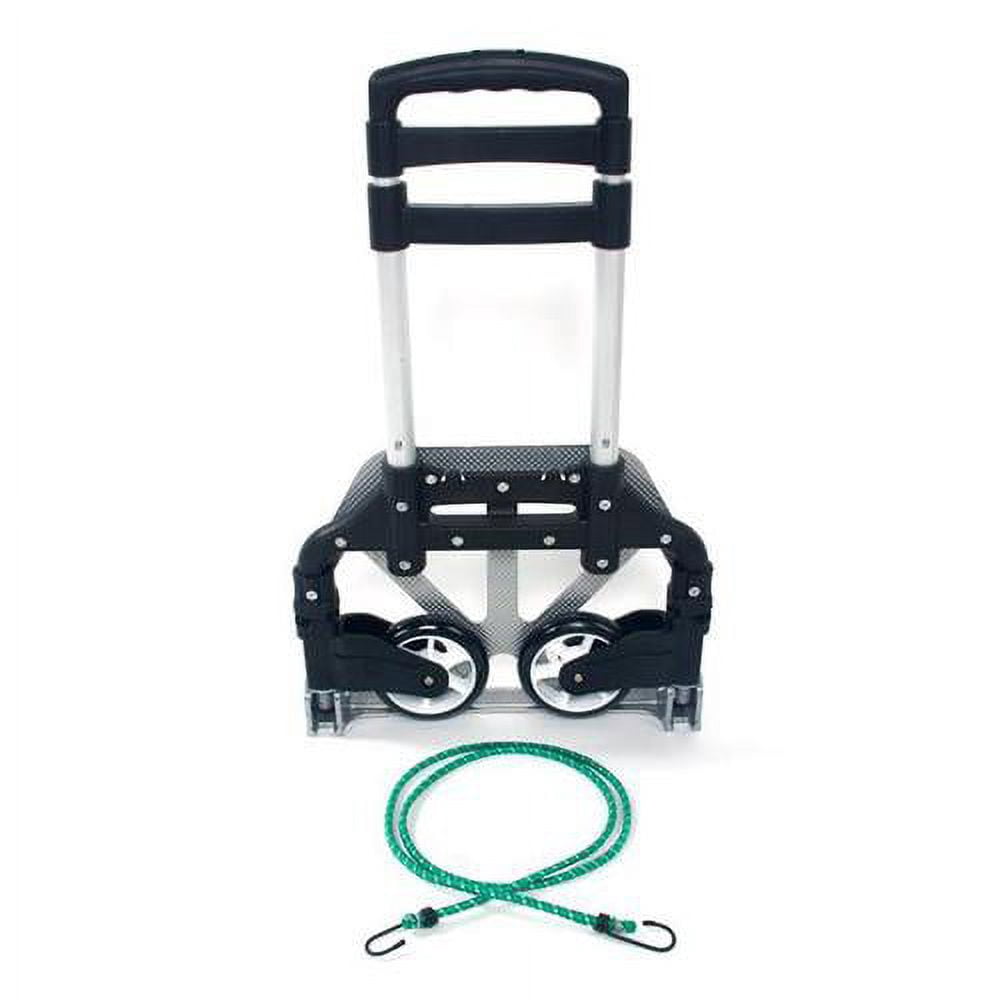 Folding Hand Truck Dolly for Moving Portable 165.35lbs Folding Dolly cart with 2 Wheels & Elastic Ropes for Luggage, Suitable for Travel Moving Shopping Office Use(Black)
