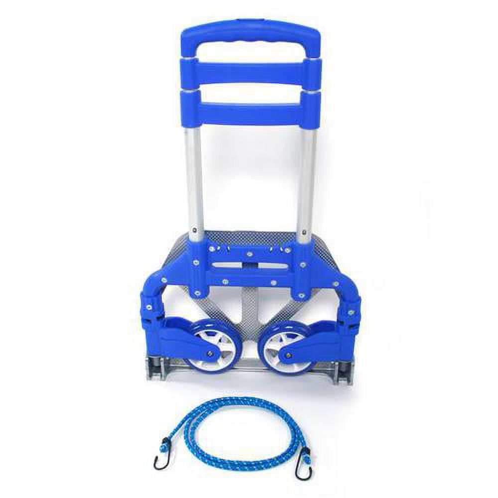 Folding Hand Truck Dolly for Moving Portable 165.35lbs Folding Dolly cart with 2 Wheels & Elastic Ropes for Luggage, Suitable for Travel Moving Shopping Office Use(Blue)