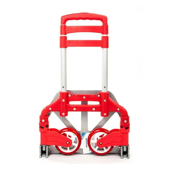 Folding Hand Truck Dolly - Portable Aluminum Cart 165lbs Capacity Collapsible Luggage Trolley