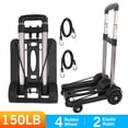 thumbnail image 1 of Folding Hand Truck, Lightweight Luggage Cart Foldable, Iron Tube Luggage  with 4 Rotate Wheels, Pull Rod,  for Moving Travel Shopping Airport Office, 1 of 7