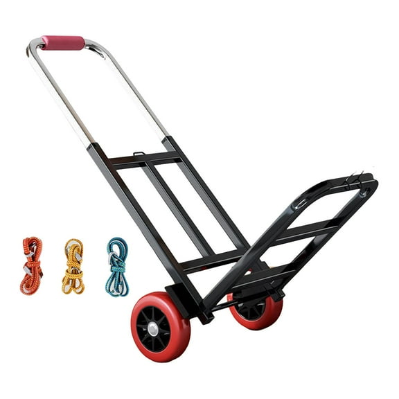Folding Hand Truck Luggages Trolley Cart Rubber Wheels Utility Cart Max 154lb Hand Cart for Transportation, Traveling, Indoor, Shopping, Office