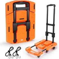 Folding Hand Truck, Portable Heavy Duty Dolly, 6 Wheels Collapsible Luggage Cart with 2 Elastic Ropes - Compact Trolley for Easy Moving - Ideal Hand Cart for Travel and More