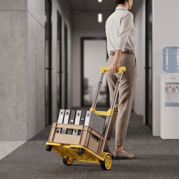 Folding Hand Truck, Portable Heavy Duty Dolly Cart, Collapsible Luggage Rolling Shopping Cart, Compact Trolley Cart For Easy Moving, Ideal Hand Cart For Travel And More