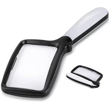 Telescopic Folding Magnifying Glass – 5X Large Rectangle Reading Magnifier With Light, Extendable Handle For Seniors