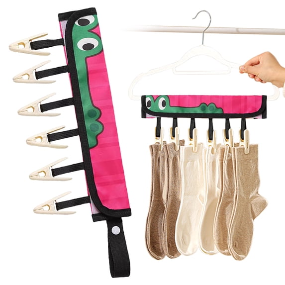 Folding Hangers for Traveling | 6-Clips Towel Drying Rack - Compact Clothes Hanger,for Travel Laundry Dormitory Hotel Camping Business Trip Bathroom Apartment Socks Underwear Towels, Green (1Set)