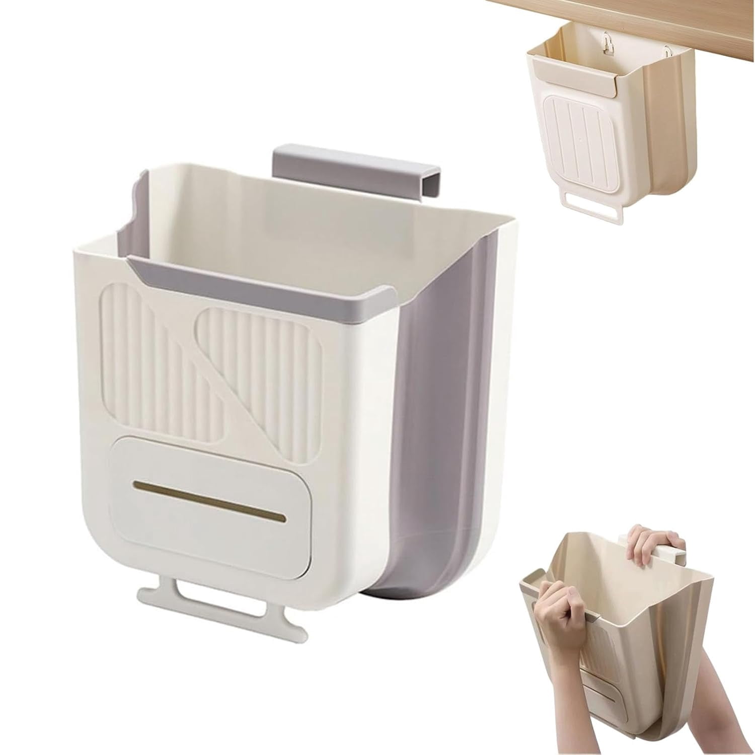 Folding Hanging Kitchen Waste Trash Can, Multifunctional Wall-Mounted ...