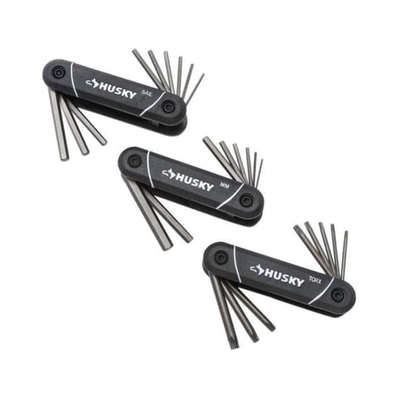 Folding Hex Key Set (9-Piece SAE, 8-Piece MM, 8-Piece Torx)