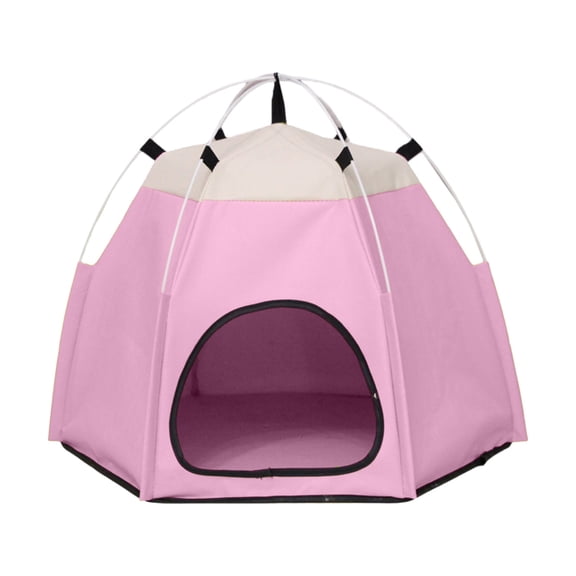 Folding Hexagon Pet Travel Tent, Pink 23.6X23.6X18.8 Inch Breathable Mesh Instant Setup Lightweight Collapsible Shelter for Small Dogs Cats Camping Beach Backyard Travel Rest