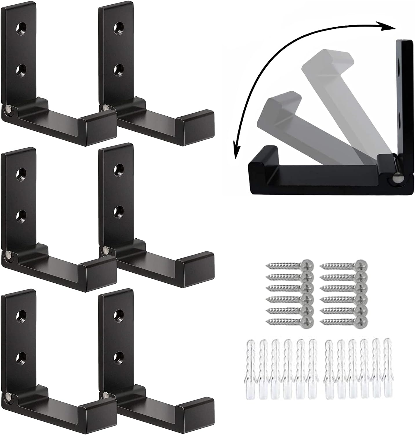 Folding Hideaway Coat Hooks 6 Pack Space Aluminum Heavy Duty Wall
