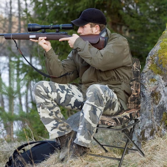 Folding Hunting Chair, 360 Swivel Hunting Blind Chair with Padded Cushion, Camouflage Hunting Chairs for Blinds, Ground Blind Chair for  Deer Hunting, Fishing, Camping