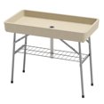 thumbnail image 1 of Folding Ice Cooler Table, 3.4ft Outdoor Drink Cooler Table with Drain & Shelf for Parties, Picnics, Camping, Tan, 1 of 9