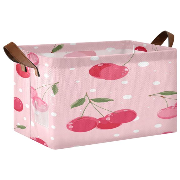 Folding Iron Frame Storage Basket Mediumx1 Storage Basket Open Home Storage Bins Shelf Baskets Storage Box Large Foldable Bright Cherry Blossom Pattern