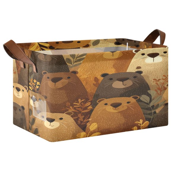 Folding Iron Frame Storage Basket Mediumx1 Storage Basket Open Home Storage Bins Shelf Baskets Storage Box Large Foldable Cartoon Beaver Group