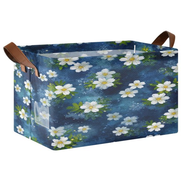 Folding Iron Frame Storage Basket Mediumx1 Storage Basket Open Home Storage Bins Shelf Baskets Storage Box Large Foldable Cobalt Sky Floral Dots