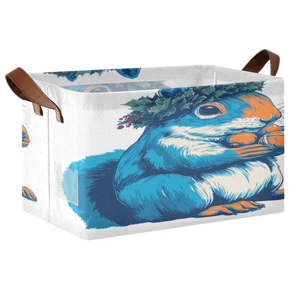 Folding Iron Frame Storage Basket Mediumx1 Storage Basket Open Home Storage Bins Shelf Baskets Storage Box Large Foldable Cute Blue Squirrel