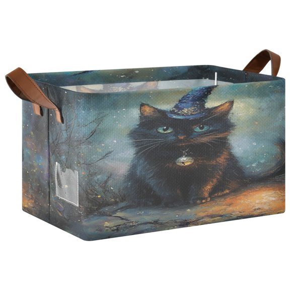 Folding Iron Frame Storage Basket Mediumx1 Storage Basket Open Home Storage Bins Shelf Baskets Storage Box Large Foldable Cute Wizard Cat