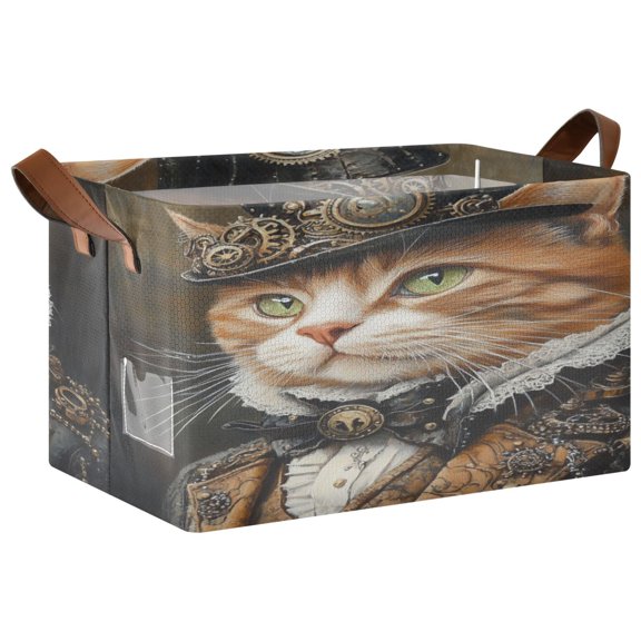 Folding Iron Frame Storage Basket Mediumx1 Storage Basket Open Home Storage Bins Shelf Baskets Storage Box Large Foldable Gentleman Cat