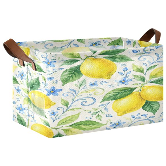 Folding Iron Frame Storage Basket Mediumx1 Storage Basket Open Home Storage Bins Shelf Baskets Storage Box Large Foldable Lemon Citrus Summer