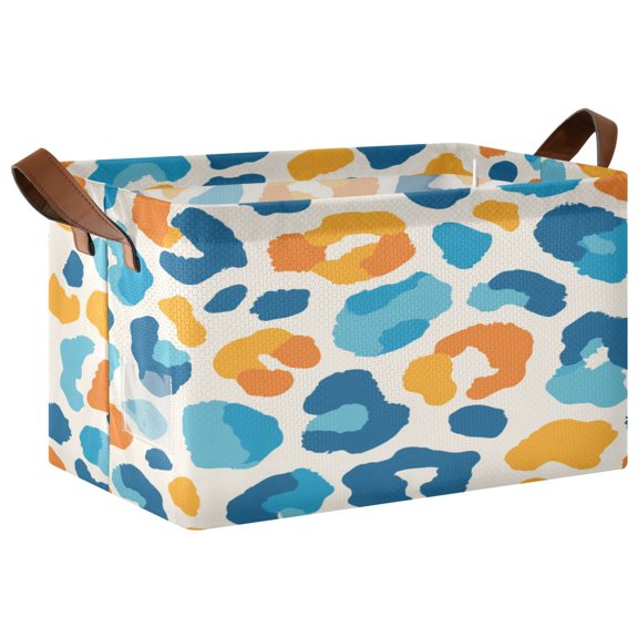 Folding Iron Frame Storage Basket Mediumx1 Storage Basket Open Home Storage Bins Shelf Baskets Storage Box Large Foldable Vector Blue Spot Pattern