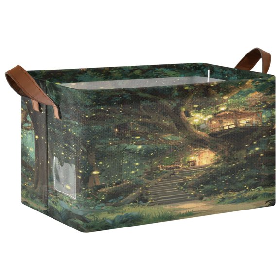Folding Iron Frame Storage Basket Mediumx1 Storage Basket Open Home Storage Bins Shelf Baskets Storage Box Large Foldable Whimsical Treehouse Nestled
