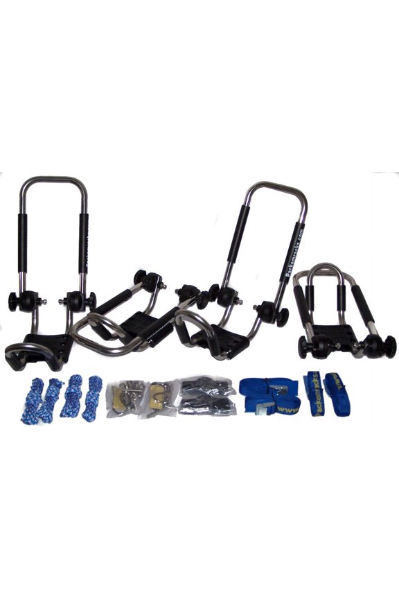 Folding Kayak Rack Stainless Steel Roof Mounted J-style Carrier Rack by Pack'em Racks - 2 Sets