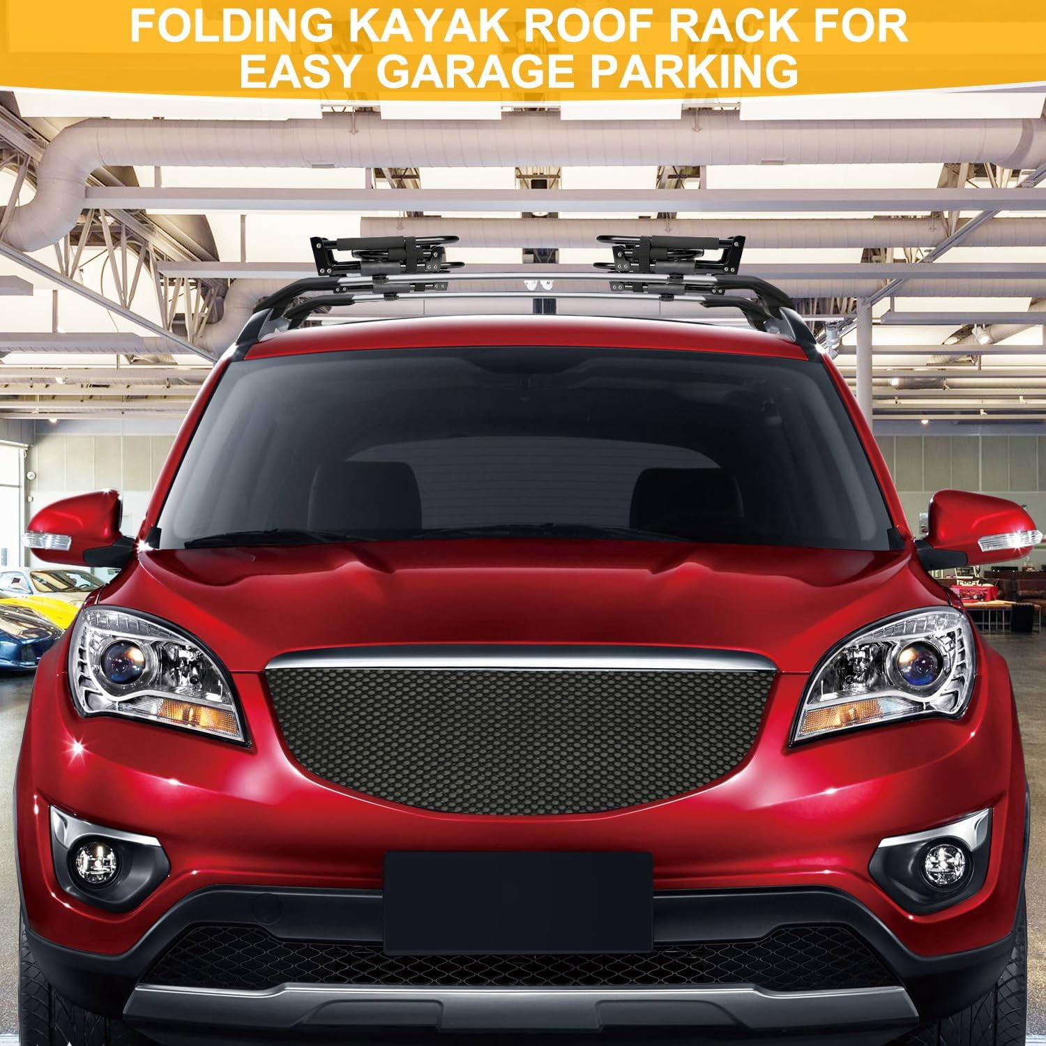 Folding Kayak Roof Rack 2 Pairs - Heavy Duty J-Bar  for Car SUV Truck with Foam Pad and Straps