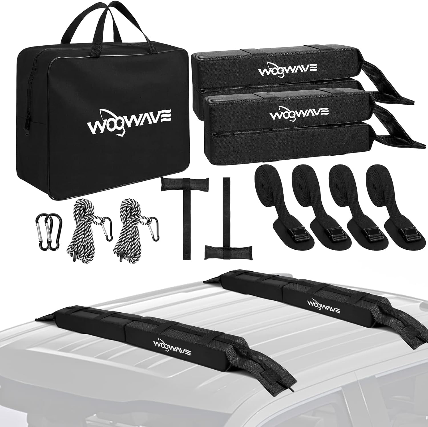 Soft Roof Rack Pads For Kayaks & Surfboards - Universal Cross Bar Protectors With Straps