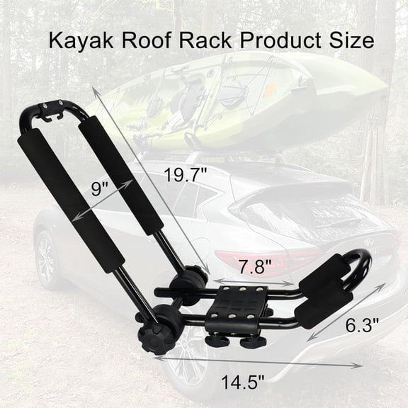 Folding Kayak roof Rack Adjustable for Kayak/Canoe/,J-Bar Rack on Roof Mounting On SUV, Car and Truck Crossbars. (23-krf-1)
