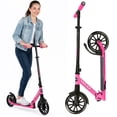 thumbnail image 1 of Madd Gear Metro Cruise 250 Folding Kick Scooter with Suspension, 200mm Wheels, Adjustable Handlebar, Black Pink, 1 of 10
