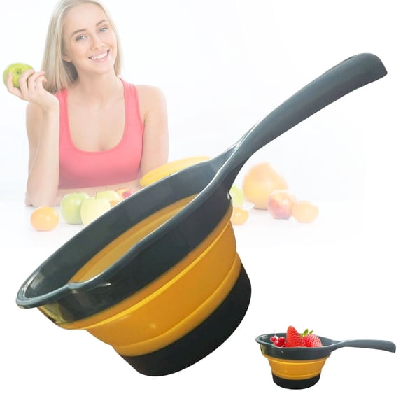 Folding Kitchen Scoop Basdi Folding Plastic Kitchen Scoop - Thickened Water Ladle with Handle for Multipurpose Use | Collapsible, Easy Storage, Ideal for Cooking and Outdoor Activities, Green