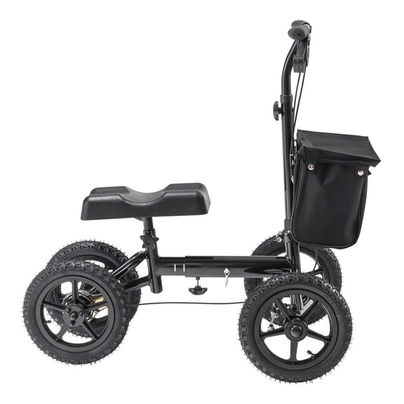 Folding Knee Scooter, Aluminum Steerable Knee Walker with 12" Wheels, Adjustable Handlebar & Knee Pad, 350lbs Capacity, for Broken Foot/Ankle Recovery