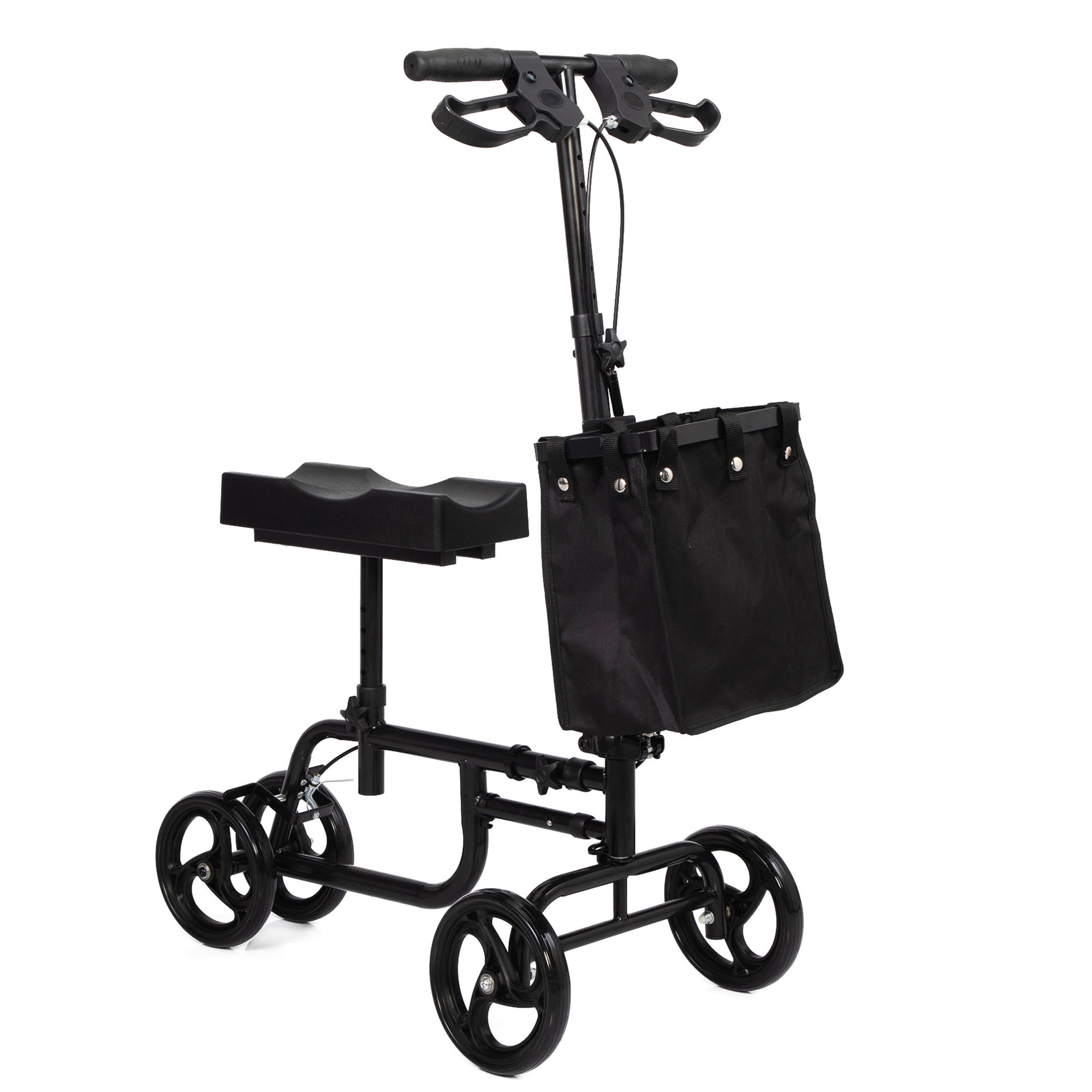Folding Knee Scooter, Steerable Leg Walker with Storage Bag and Dual