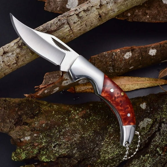 Folding Knife Hunting Camping Survival Tool Dcbeer Steel+Wood Handle Knives EDC Tool Pocket Knife