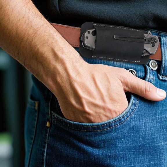 Folding Knife Sheath, Belt - Wearable Knife Protector With Black Finish, For Outdoor Enthusiasts, Hikers, Campers, Everyday Carry