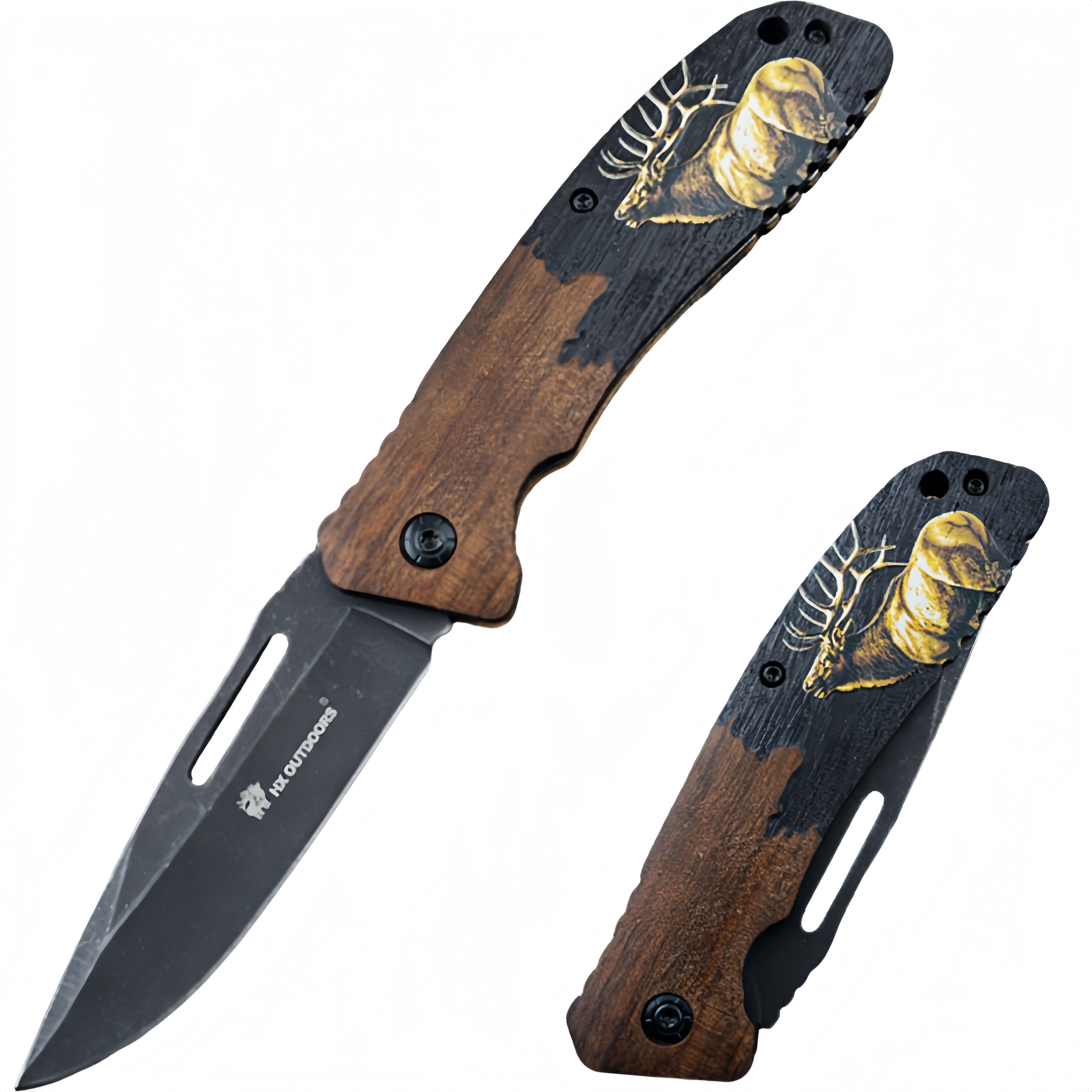 Pocket Folding Knife 3.3" 7Cr14MOV Steel Blade,Walnut Wood Handle.
