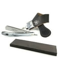 thumbnail image 1 of Folding Knife Straight Razor Kit Leather Strop & Whetstone Sharpener Cutthroat!, 1 of 5